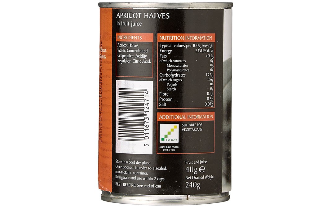 Epicure Apricot Halves In Fruit Juice   Tin  411 grams